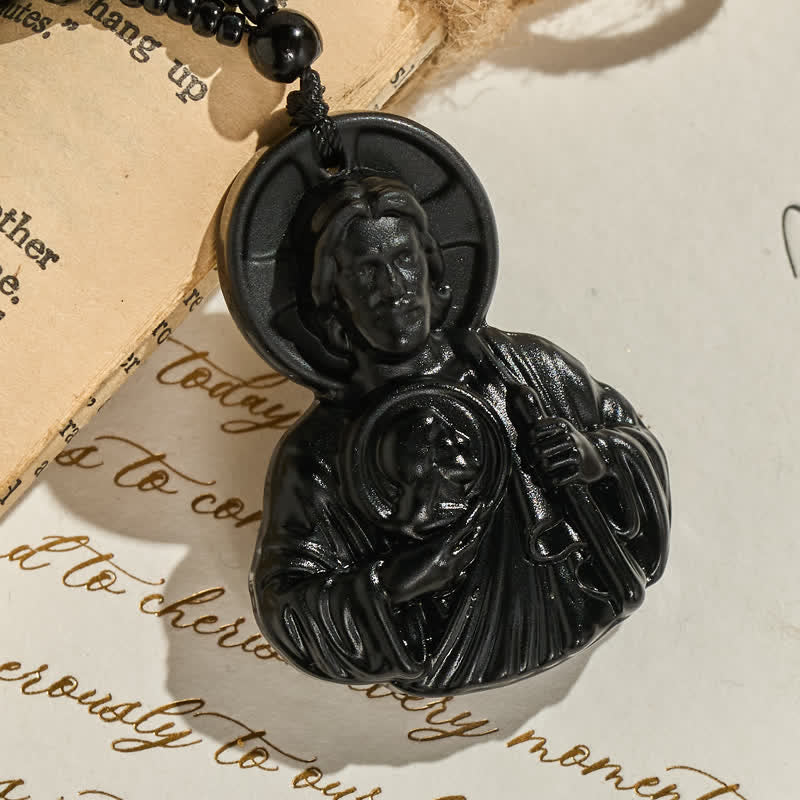 Christianartworkshop Collier de perles en verre sculpté représentant Jésus : symbole de bénédiction sacrée et paisible - image 9