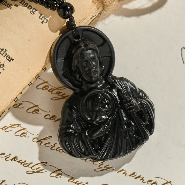Christianartworkshop Collier de perles en verre sculpté représentant Jésus : symbole de bénédiction sacrée et paisible - image 9