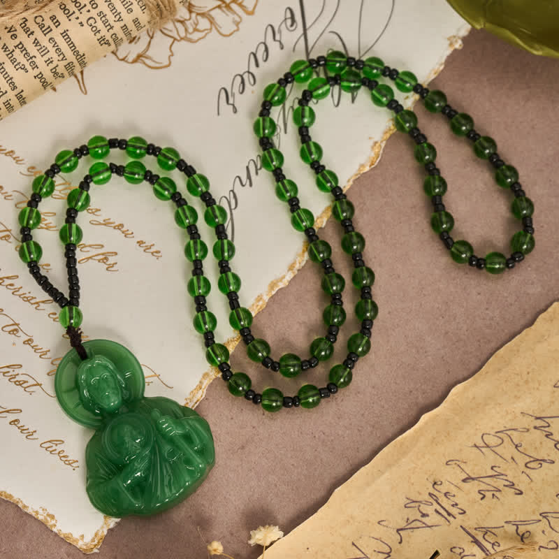Christianartworkshop Collier de perles en verre sculpté représentant Jésus : symbole de bénédiction sacrée et paisible - image 3