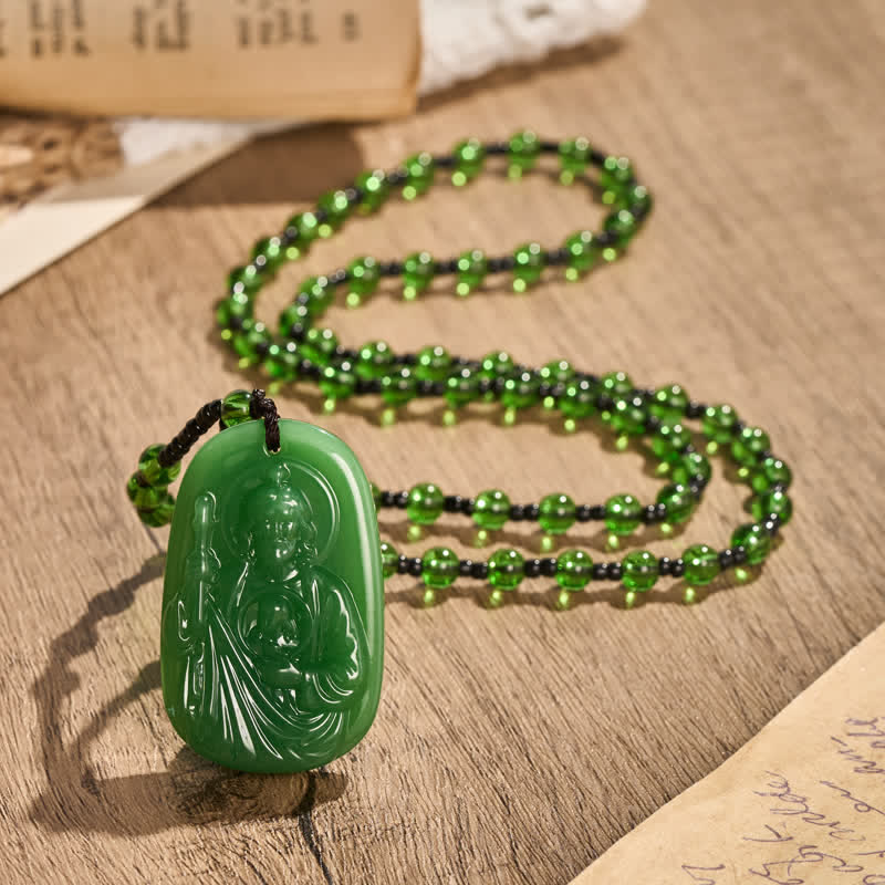 Christianartworkshop Collier pendentif en verre poli représentant Jésus : symbole de douce protection divine - Jésus - image 0