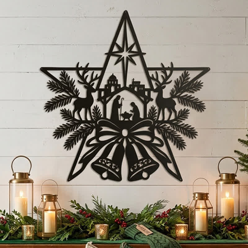 Christianartworkshop Plaque murale en métal représentant une crèche rustique : symbole d’une promesse sacrée et éternelle - image 7