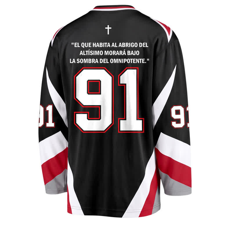 Christianartworkshop Maillot de hockey de rue Salmo 91 noir à col en V - image 1