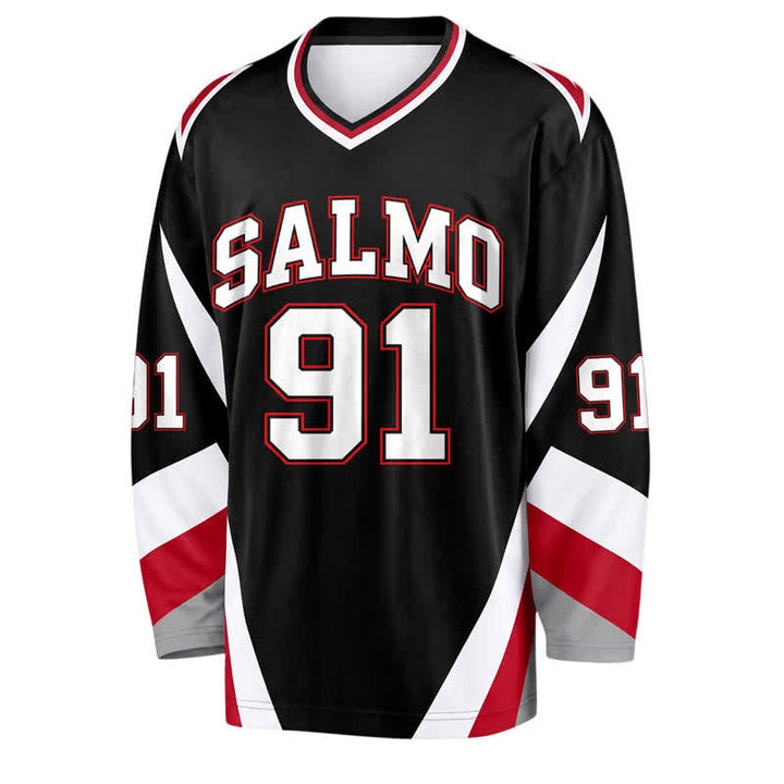 Christianartworkshop Maillot de hockey de rue Salmo 91 noir à col en V - image 2
