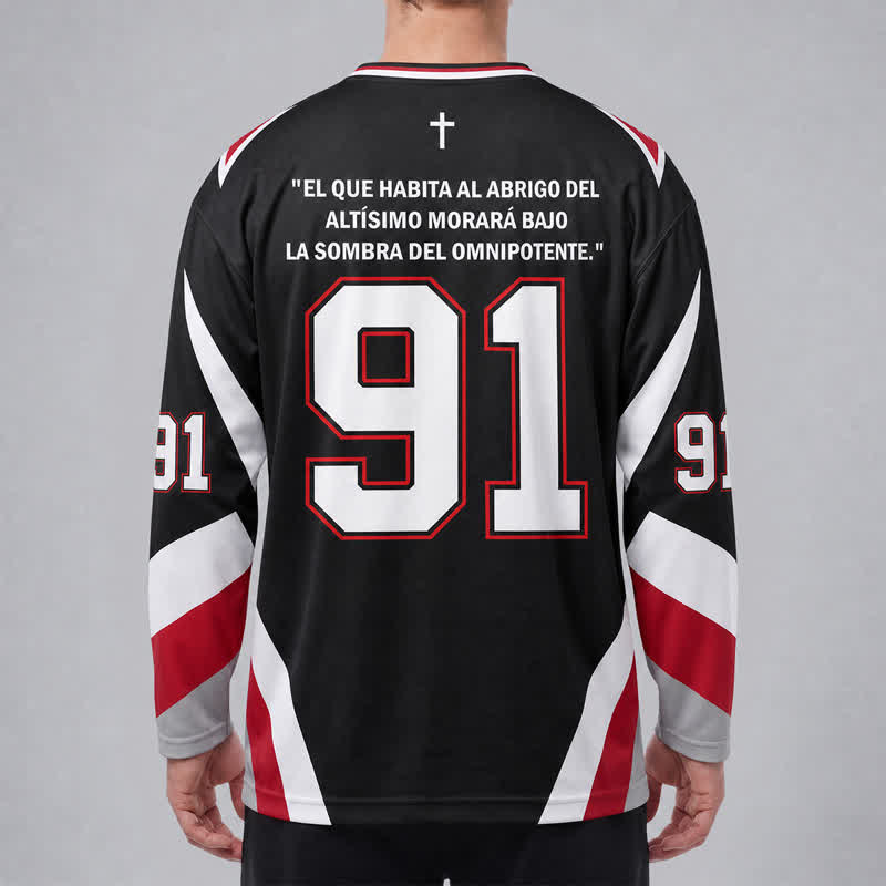 Christianartworkshop Maillot de hockey de rue Salmo 91 noir à col en V - image 4