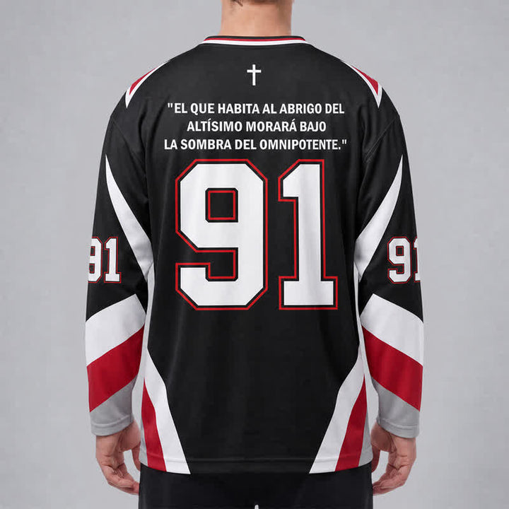 Christianartworkshop Maillot de hockey de rue Salmo 91 noir à col en V - image 4