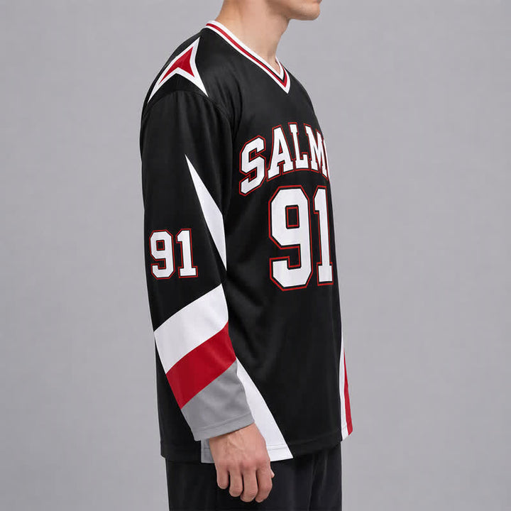 Christianartworkshop Maillot de hockey de rue Salmo 91 noir à col en V - image 6