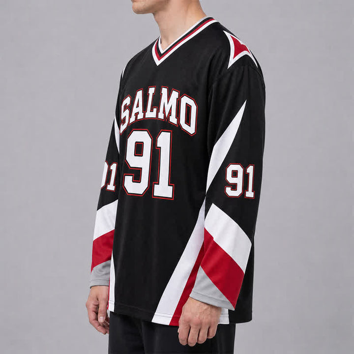Christianartworkshop Maillot de hockey de rue Salmo 91 noir à col en V - image 5