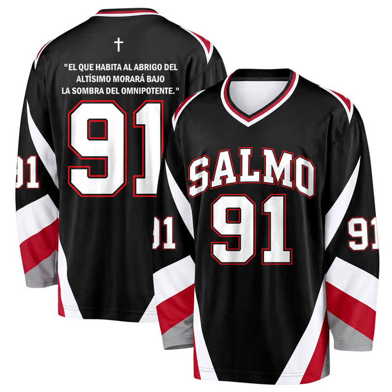 Christianartworkshop Maillot de hockey de rue Salmo 91 noir à col en V - 5XL - image 0