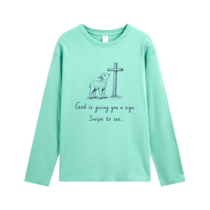Christianartworkshop T-shirt à manches longues « Dieu vous donne un signe » - Menthe - 4XL - image 11