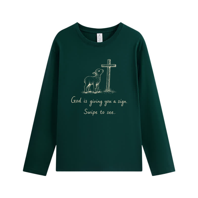 Christianartworkshop T-shirt à manches longues « Dieu vous donne un signe » - Vert foncé - 4XL - image 7