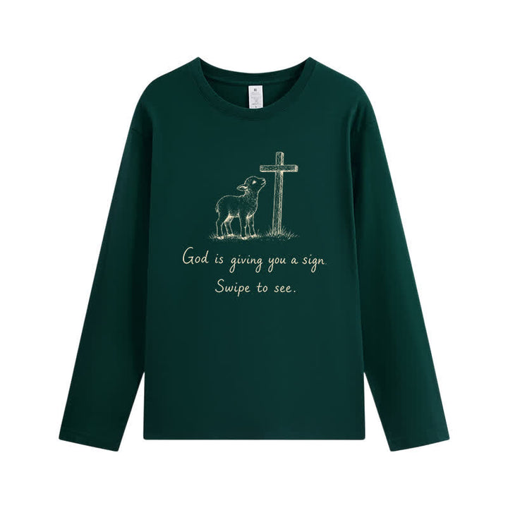 Christianartworkshop T-shirt à manches longues « Dieu vous donne un signe » - Vert foncé - 4XL - image 7