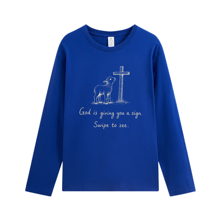 Christianartworkshop T-shirt à manches longues « Dieu vous donne un signe » - Bleu royal - 4XL - image 10