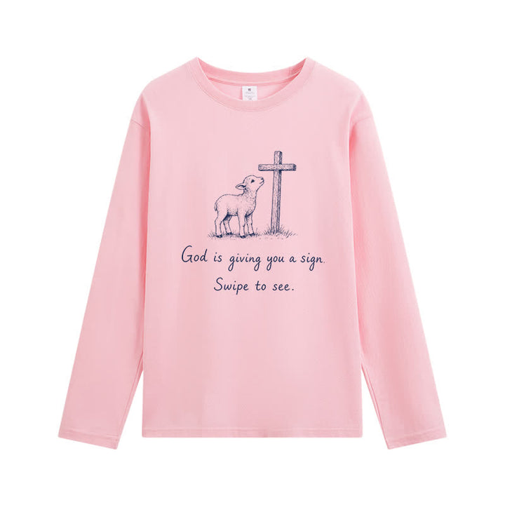 Christianartworkshop T-shirt à manches longues « Dieu vous donne un signe » - Rose - 4XL - image 6