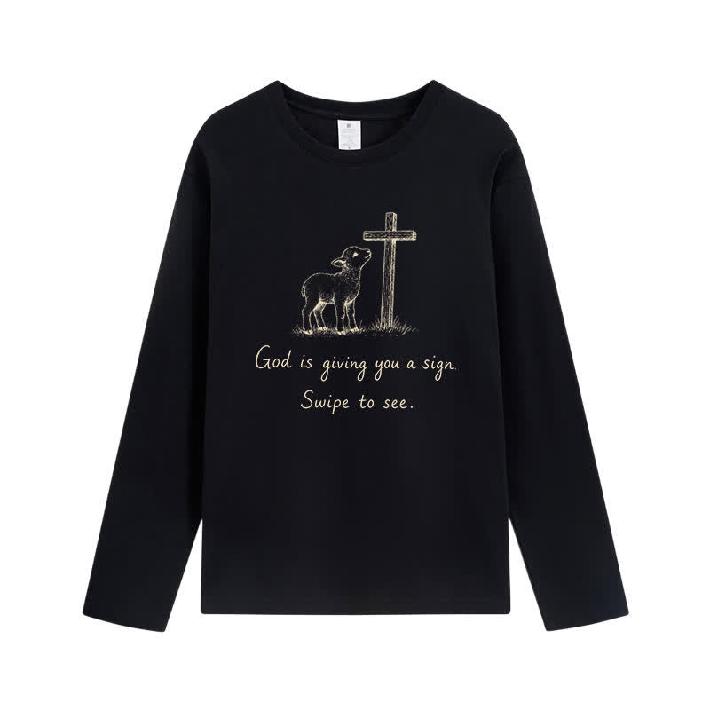Christianartworkshop T-shirt à manches longues « Dieu vous donne un signe » - Noir - 4XL - image 2