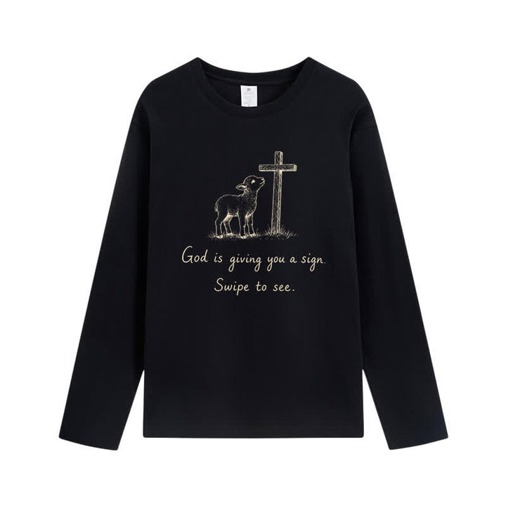 Christianartworkshop T-shirt à manches longues « Dieu vous donne un signe » - Noir - 4XL - image 2