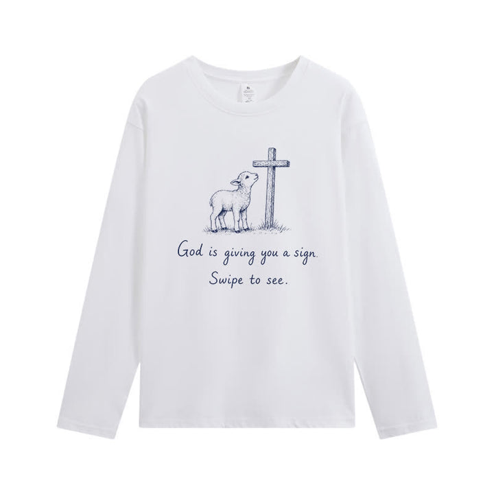 Christianartworkshop T-shirt à manches longues « Dieu vous donne un signe » - Blanc - 4XL - image 1