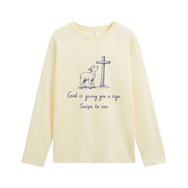 Christianartworkshop T-shirt à manches longues « Dieu vous donne un signe » - Beige - 4XL - image 3