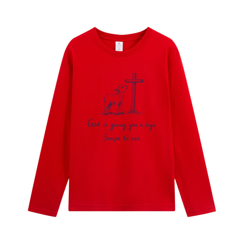 Christianartworkshop T-shirt à manches longues « Dieu vous donne un signe » - Rouge - 4XL - image 8