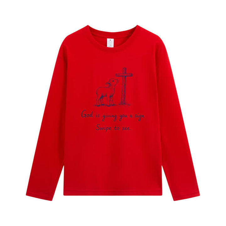 Christianartworkshop T-shirt à manches longues « Dieu vous donne un signe » - Rouge - 4XL - image 8