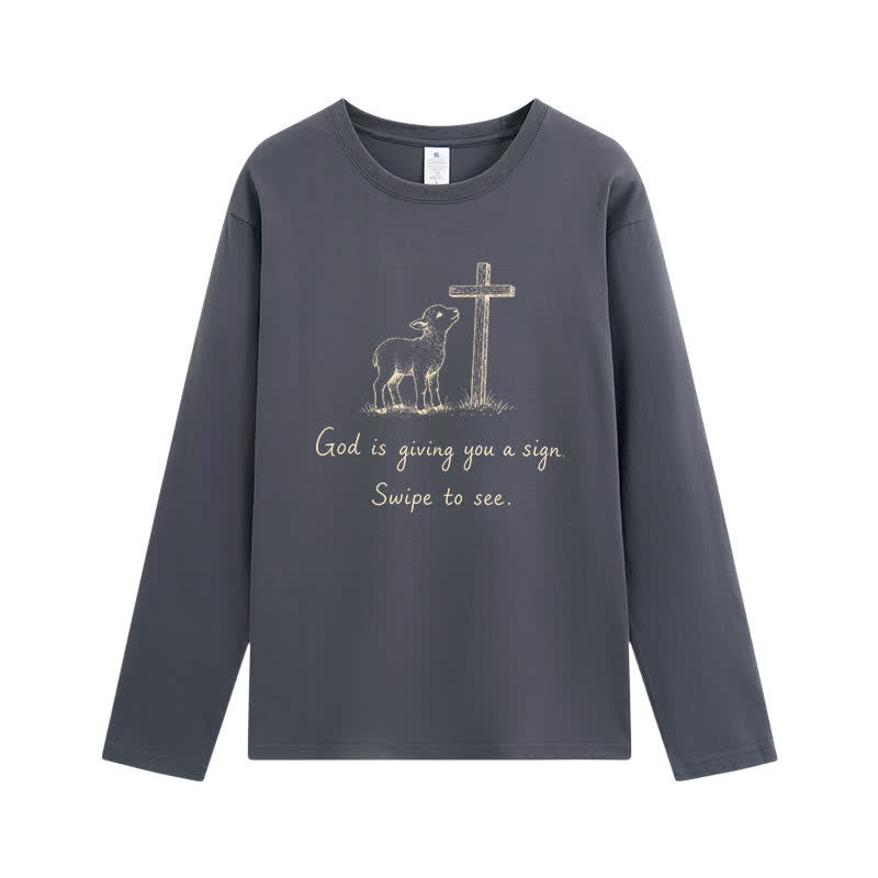Christianartworkshop T-shirt à manches longues « Dieu vous donne un signe » - Gris - 4XL - image 9