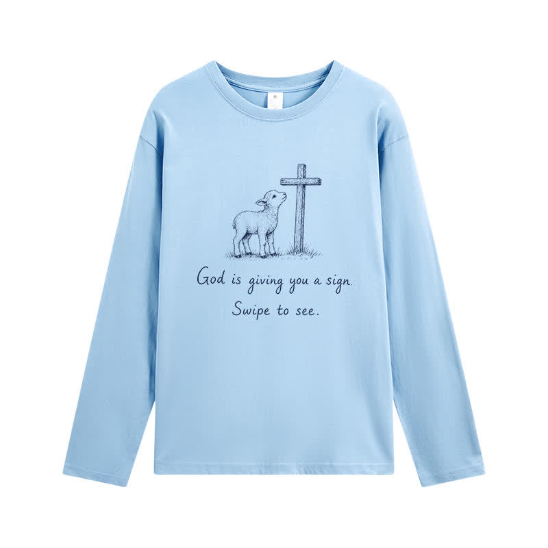 Christianartworkshop T-shirt à manches longues « Dieu vous donne un signe » - Bleu ciel - 4XL - image 0