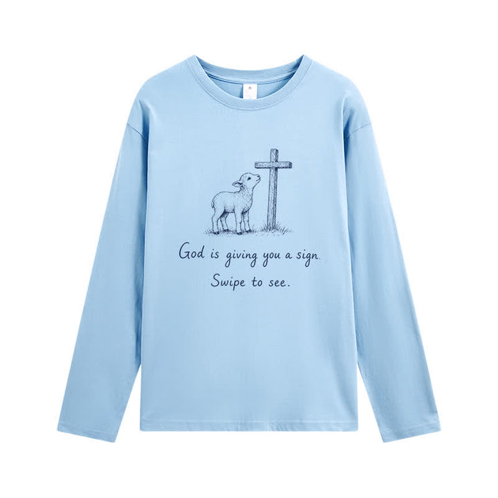 Christianartworkshop T-shirt à manches longues « Dieu vous donne un signe » - Bleu ciel - 4XL - image 0