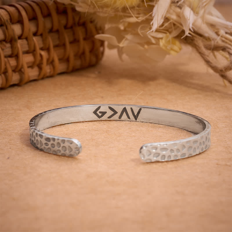Christianartworkshop Bracelet manchette élégant à finition martelée et verset biblique : un rappel de la tendresse céleste - Argent - image 0