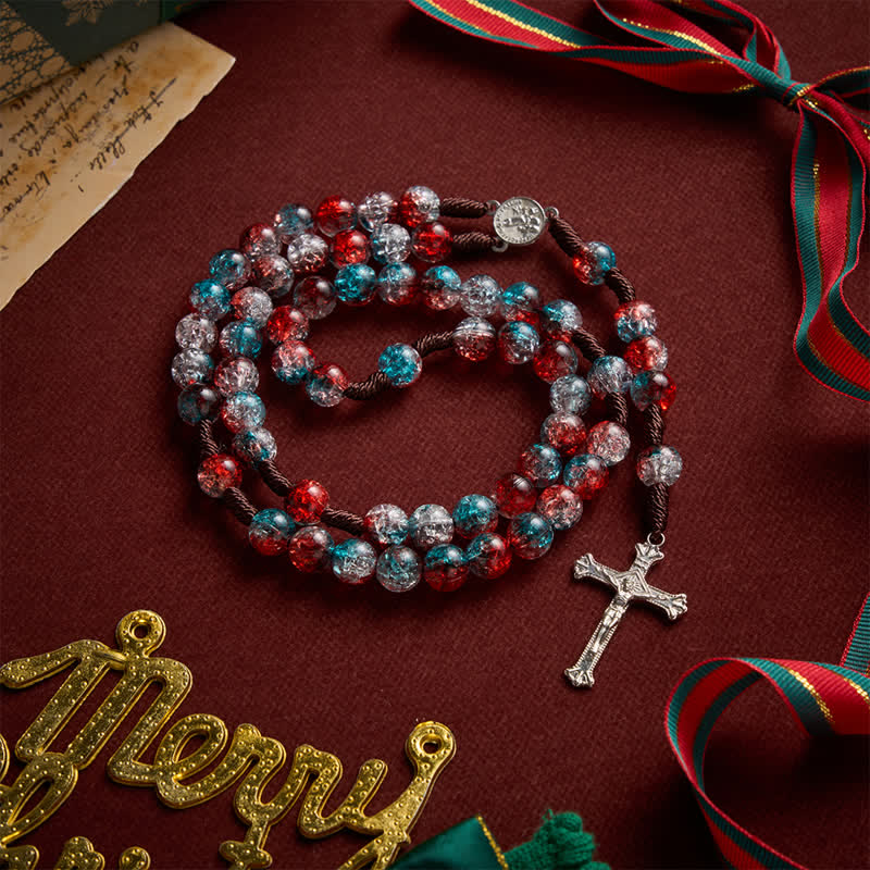 Christianartworkshop Chapelet de perles craquelées translucides sur le thème de Noël - image 0