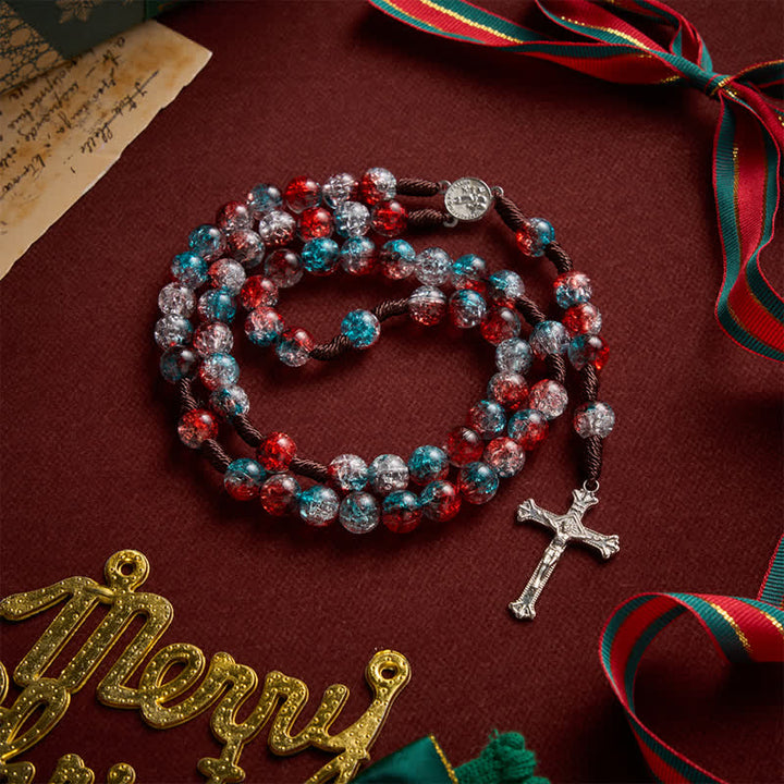 Christianartworkshop Chapelet de perles craquelées translucides sur le thème de Noël - image 0