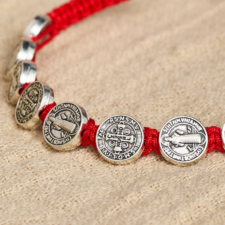 Christianartworkshop Bracelet de dévotion tressé avec médaille de Saint Benoît : symbole de douce consolation divine - image 3
