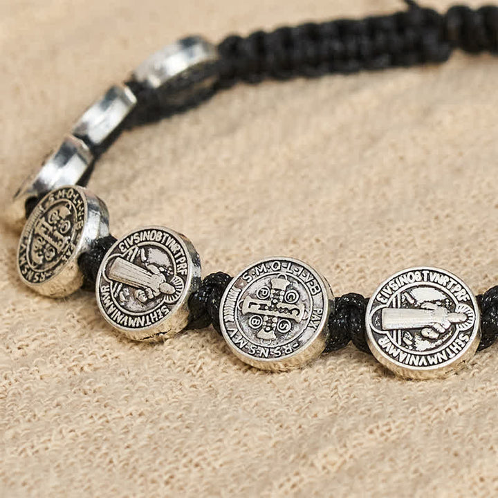 Christianartworkshop Bracelet de dévotion tressé avec médaille de Saint Benoît : symbole de douce consolation divine - image 6
