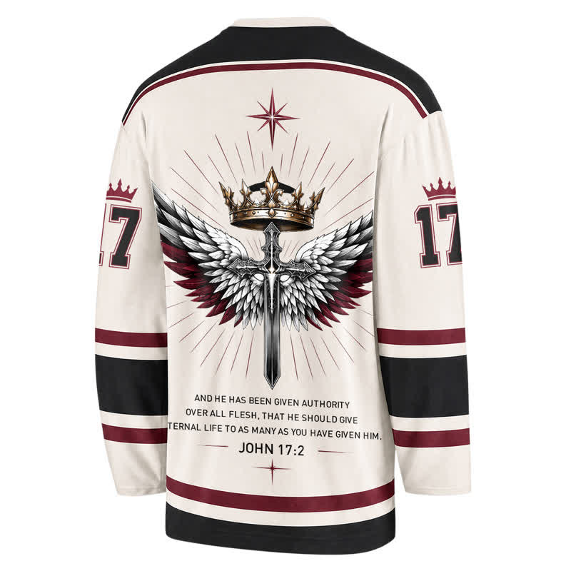 Christianartworkshop Maillot de hockey vintage à manches longues Christ Is King - image 1
