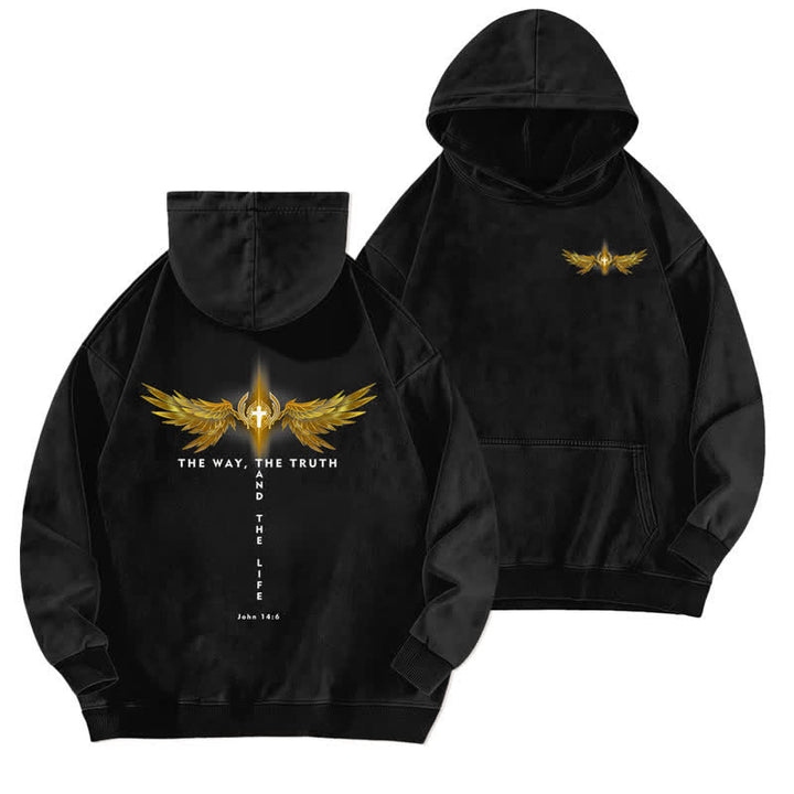 Christianartworkshop Le sweat à capuche lavé de la vérité et de la vie - Noir - 5XL - image 0