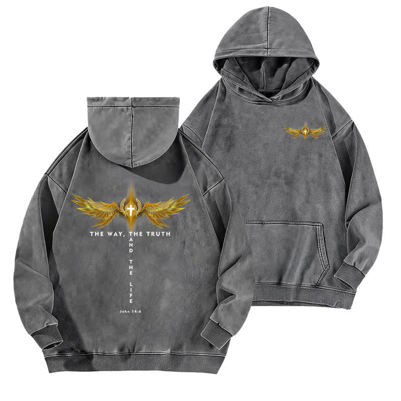 Christianartworkshop Le sweat à capuche lavé de la vérité et de la vie - Gris - 5XL - image 6