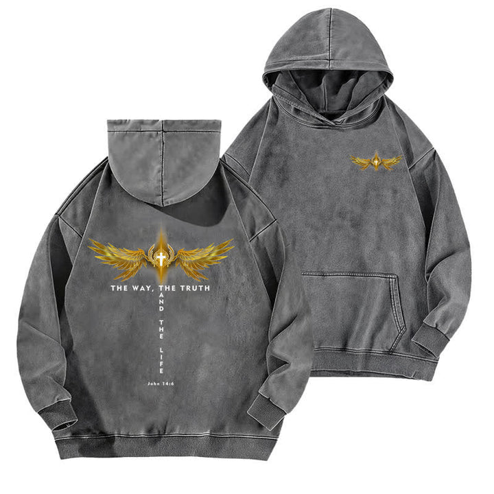 Christianartworkshop Le sweat à capuche lavé de la vérité et de la vie - Gris - 5XL - image 6