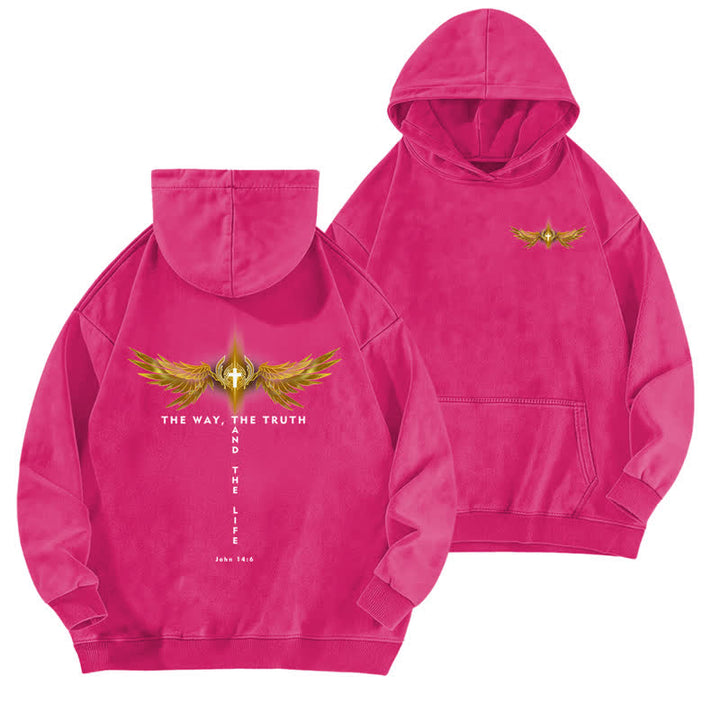 Christianartworkshop Le sweat à capuche lavé de la vérité et de la vie - Rose - 5XL - image 15