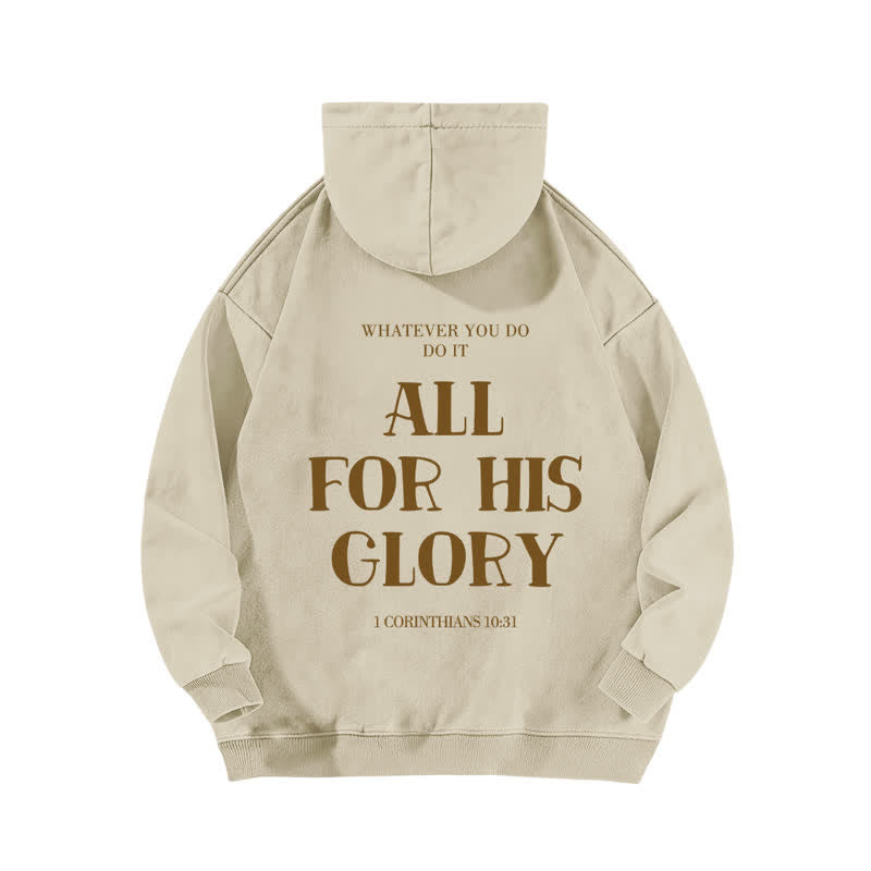 Christianartworkshop Sweat à capuche beige délavé avec imprimé verset « Tout pour sa gloire » - image 1