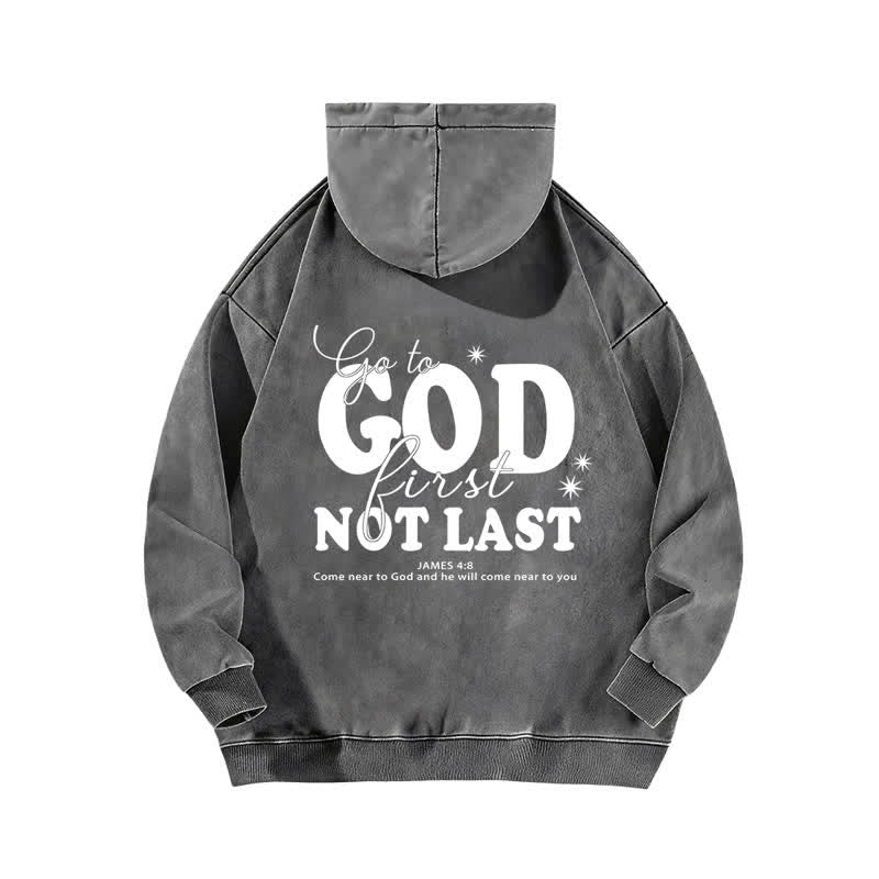 Christianartworkshop Go To God First Not Last Sweat à capuche beige délavé - image 10