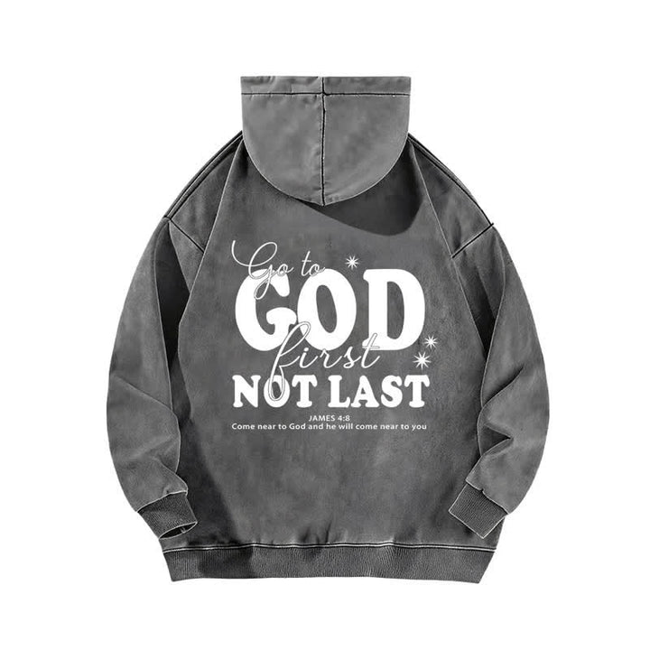 Christianartworkshop Go To God First Not Last Sweat à capuche beige délavé - image 10