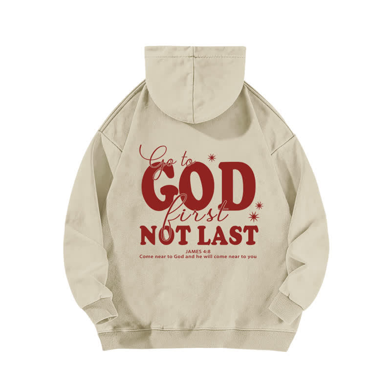 Christianartworkshop Go To God First Not Last Sweat à capuche beige délavé - image 1