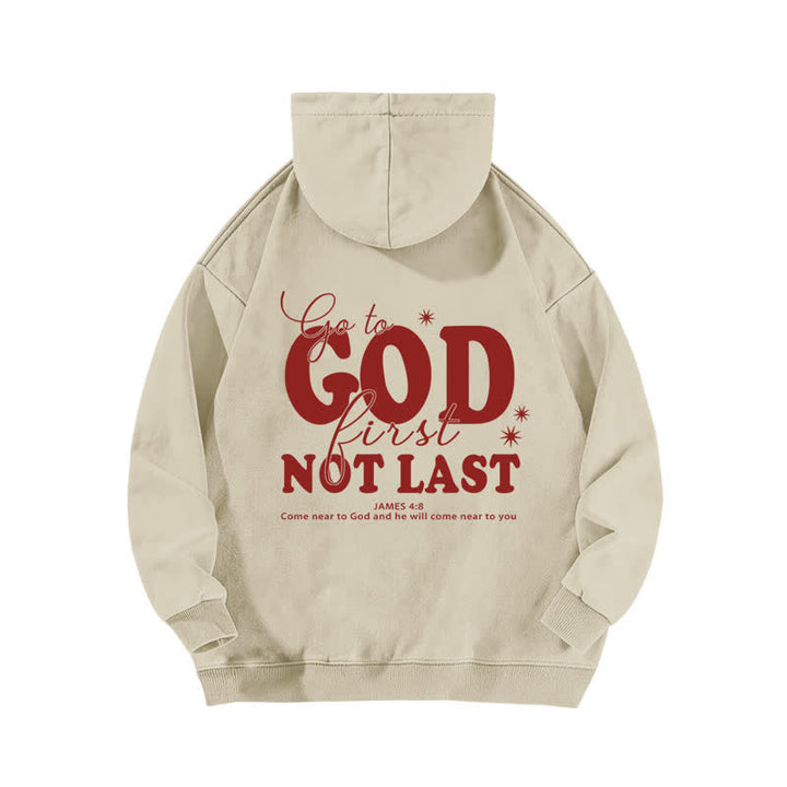 Christianartworkshop Go To God First Not Last Sweat à capuche beige délavé - image 1