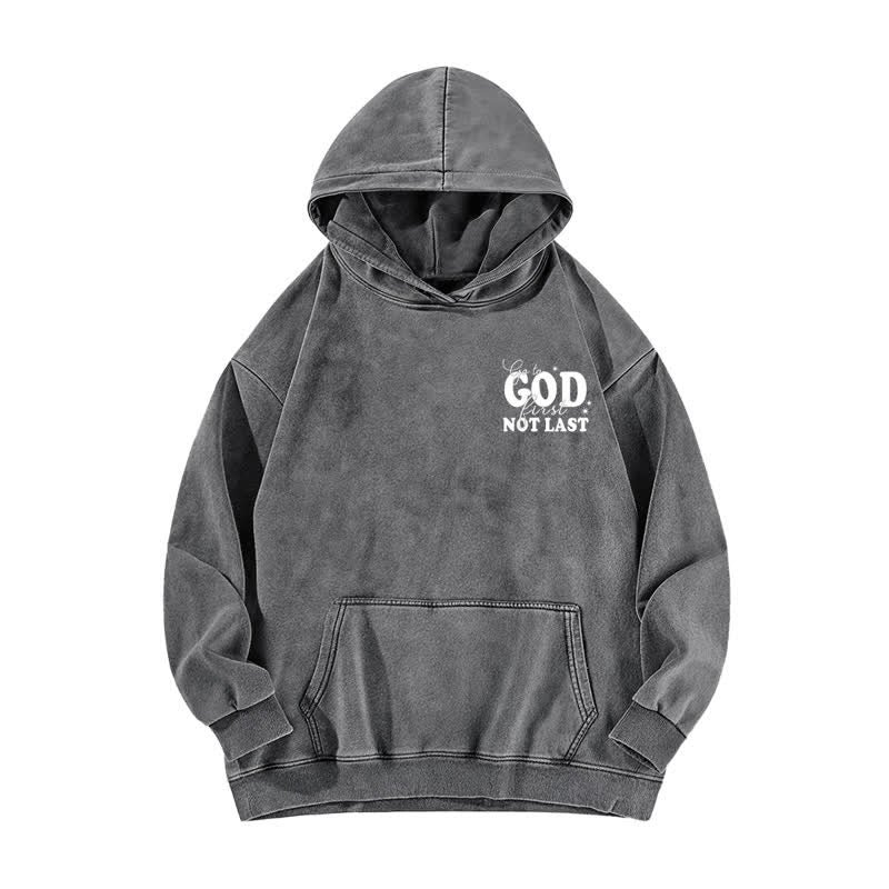 Christianartworkshop Go To God First Not Last Sweat à capuche beige délavé - image 11