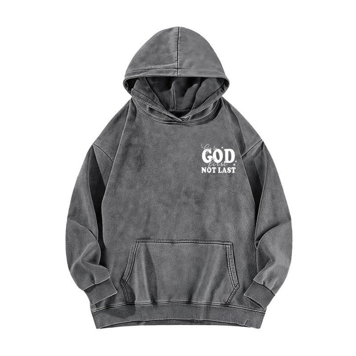 Christianartworkshop Go To God First Not Last Sweat à capuche beige délavé - image 11