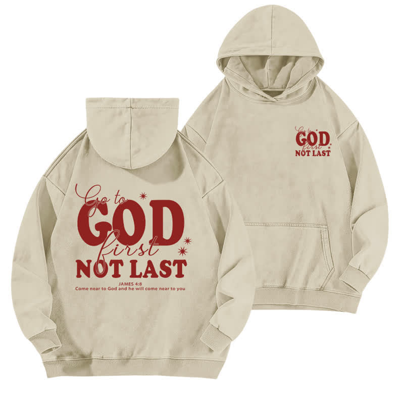 Christianartworkshop Go To God First Not Last Sweat à capuche beige délavé - Abricot - 5XL - image 0