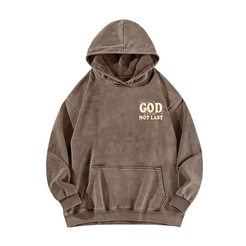 Christianartworkshop Go To God First Not Last Sweat à capuche beige délavé - image 17