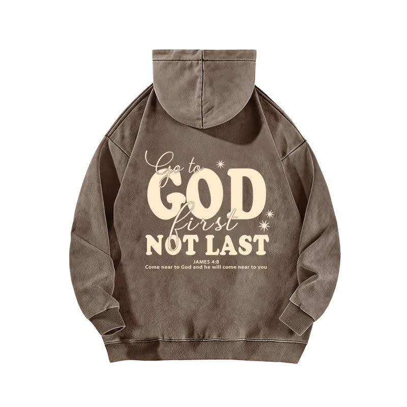 Christianartworkshop Go To God First Not Last Sweat à capuche beige délavé - image 16