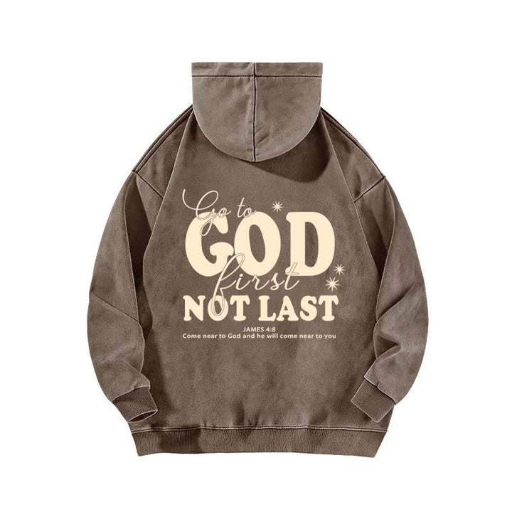 Christianartworkshop Go To God First Not Last Sweat à capuche beige délavé - image 16