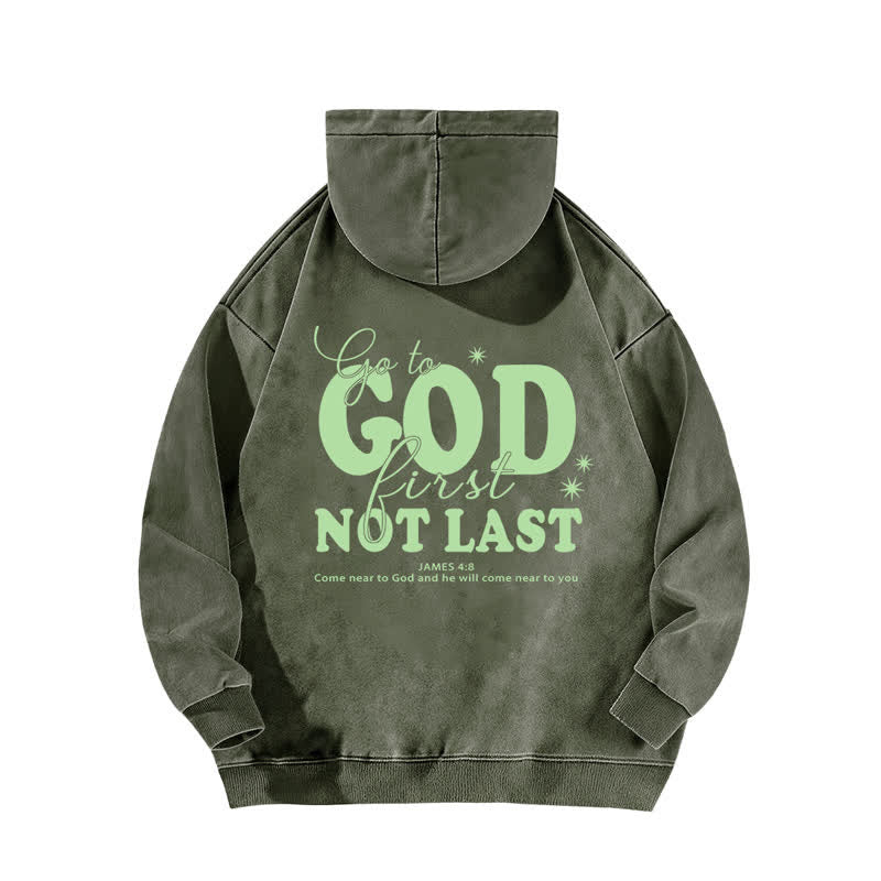 Christianartworkshop Go To God First Not Last Sweat à capuche beige délavé - image 13