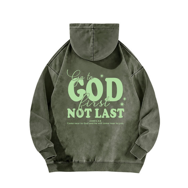 Christianartworkshop Go To God First Not Last Sweat à capuche beige délavé - image 13