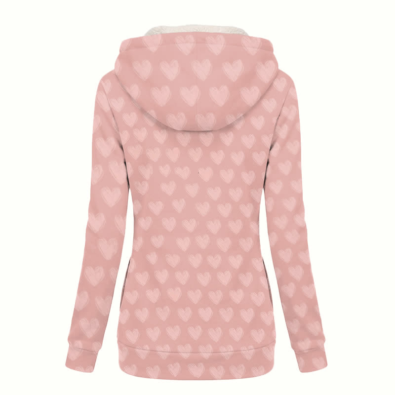 Christianartworkshop Manteau polaire à capuche pour femme avec imprimé cœur et croix de Jésus rose - image 1